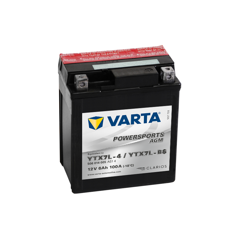 Montaje de Bateria Varta YTX7L-4,YTX7L-BS 506014005 6Ah 100A 12V Powersports Agm
