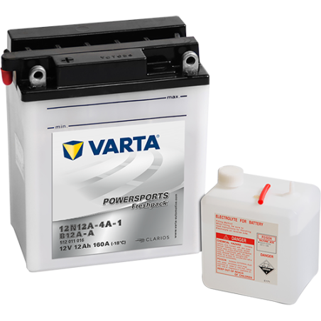Montaje de Bateria Varta 12N12A-4A-1,YB12A-A 512011012 12Ah 160A 12V Powersports Freshpack - 1