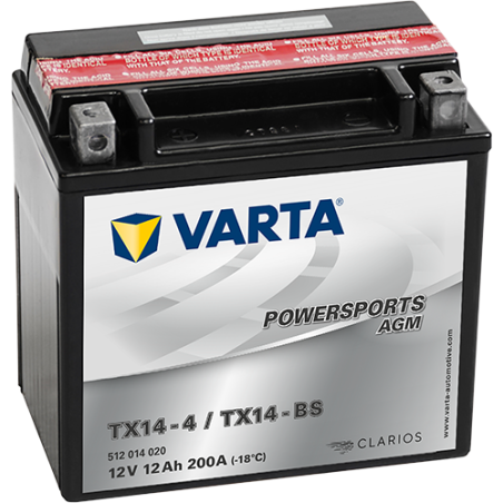 Montaje de Bateria Varta YTX14-4,YTX14-BS 512014010 12Ah 200A 12V Powersports Agm - 1