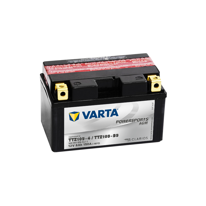 Montaje de Bateria Varta TTZ10S-4,TTZ10S-BS 508901015 8Ah 150A 12V Powersports Agm