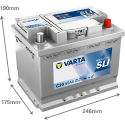 Montaje de Bateria Varta C20 55Ah 420A 12V Promotive Hd - 2