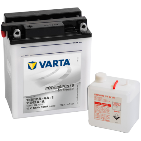 Montaje de Bateria Varta 12N12A-4A-1,YB12A-A 512011012 12Ah 160A 12V Powersports Freshpack
