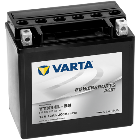 Montaje de Bateria Varta YTX14L-BS 512905020 12Ah 200A 12V Powersports Agm High Performance