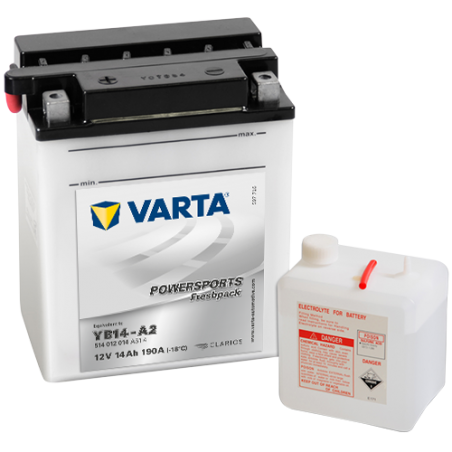 Montaje de Bateria Varta YB14-A2 514012014 14Ah 190A 12V Powersports Freshpack