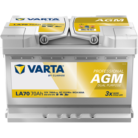 Montaje de Bateria Varta LA70 70Ah 760A 12V Professional Dual Purpose Agm - 1