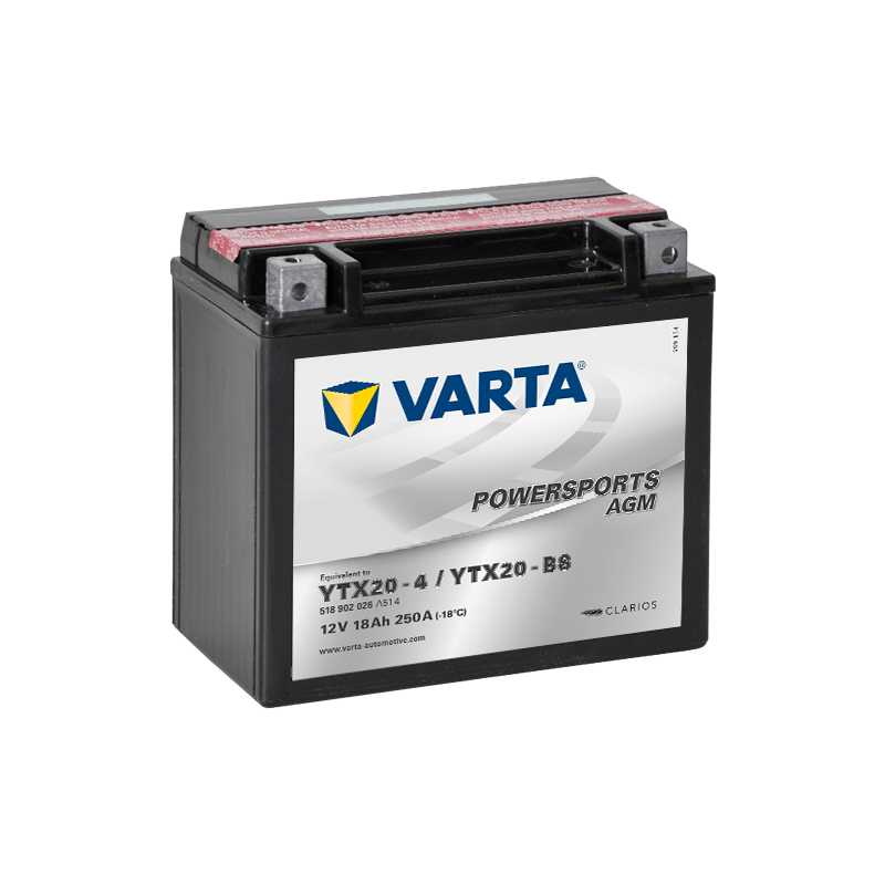 Montaje de Bateria Varta YTX20-4,YTX20-BS 518902026 18Ah 250A 12V Powersports Agm
