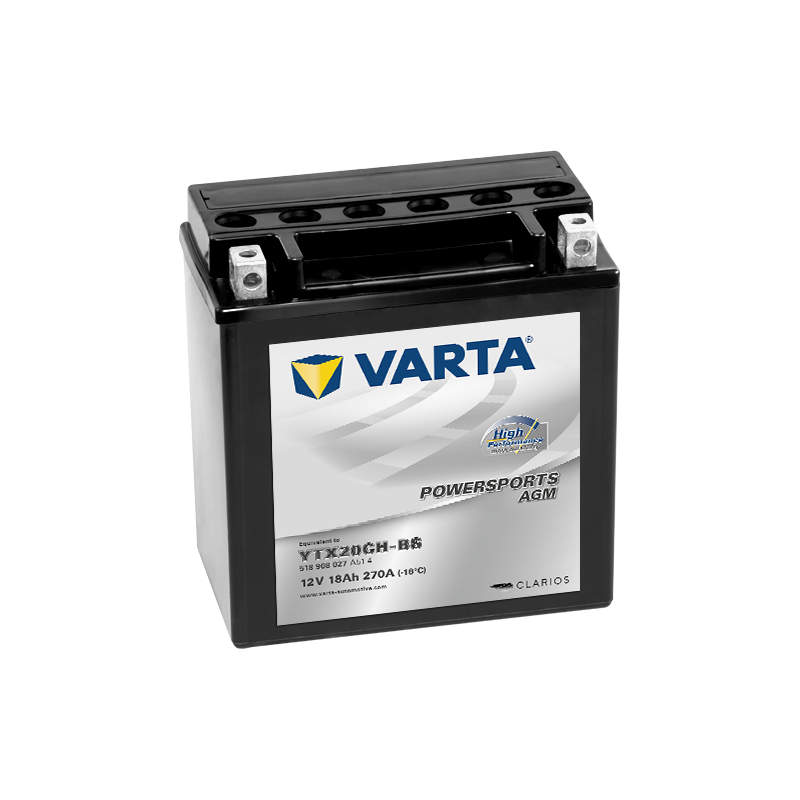 Montaje de Bateria Varta YTX20CH-BS 518908027 18Ah 270A 12V Powersports Agm High Performance