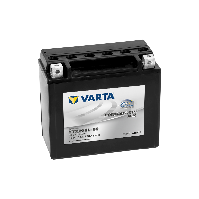 Montaje de Bateria Varta YTX20HL-BS 518918032 18Ah 320A 12V Powersports Agm High Performance