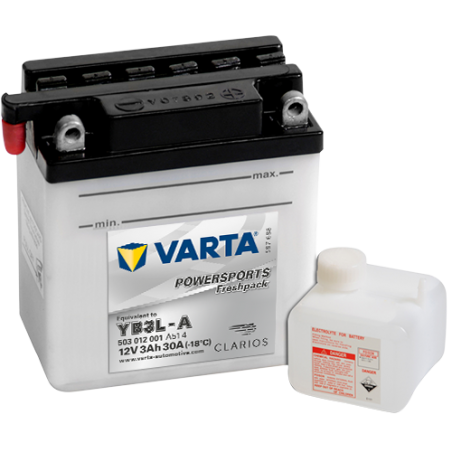 Montaje de Bateria Varta YB3L-A 503012001 3Ah 30A 12V Powersports Freshpack