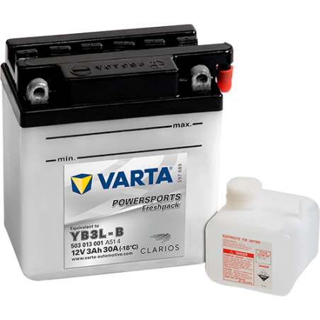 Montaje de Bateria Varta YB3L-B 503013001 3Ah 30A 12V Powersports Freshpack